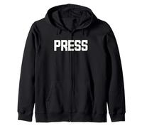 PRESS Text Design Ideal for Media Professionals Zip Hoodie