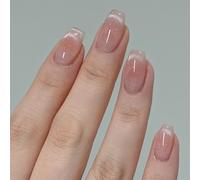 Press the nails and press the metallic design cat square fake claws and the nail glossy stick on the acrylic nails