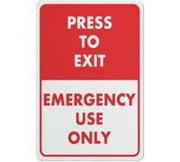 Press To Exit Emergency Use Only Sign Metal Signs For Business Workplace Office Home Delivery Sign Road Garden Signs Gift For Women Men 8x12 Inch