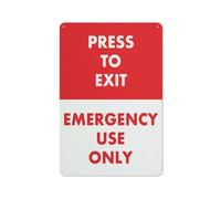Press To Exit Emergency Use Only Sign Sign, 8 X 12 Grade Reflective Sheeting Rust Free Aluminum, Weather Resistant, Waterproof, Easy To Mount