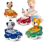 Press to Go Animal Car Toys for Toddlers 1-3 - 4PCS Baby Animal Race Cars, Infant Play Vehicle Set, Ideal for 6-18 Months, Perfect 1st Birthday Gifts for 1-2 Year Old Boys