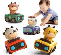 Press to Go Car Toys for Toddlers 1-3, Baby Animal Racing Cars, Infant Play Vehicle Set, Push Friction 6-9-12-18 Months, 1st Birthday Gifts 1-2 Years Old Boys