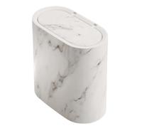Press Top Trash Can - Narrow Bathroom Garbage Can | Marble-Look Trash Basket with Lid Bathroom | Slim Covered Decorative Compact Dustbin Waste Basket for Kitchen Bedroom Dorm Home Indoor