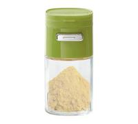 Press Type Seasoning Jars, Quantitative Jars, Glass Sugar Dispenser, Household MSG Salt Pot, Kitchen Salt Pig, Control Metering Multifunctional Seasoning, Containers, 6x6.9x12.5cm, Green