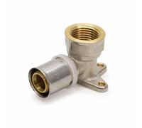 Press Wall Plate Elbow MLCP WRAS Approved - Press-Fit Multilayer Composite Pipe Plumbing Fitting with Threaded Wall Outlet for Water & Heating Systems, Pack of 10 (16mm x 1/2")