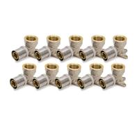 Press Wall Plate Elbow MLCP WRAS Approved - Press-Fit Multilayer Composite Pipe Plumbing Fitting with Threaded Wall Outlet for Water & Heating Systems, Pack of 10 (20mm x 3/4")