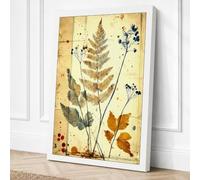 Pressed Fern and Blooms Canvas Wall Art Print 18x12 Inch | Ready to Hang, Gallery Wrapped, Fade-Resistant Inks, Securely Packaged, UK Made