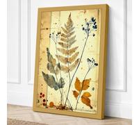 Pressed Fern and Blooms Canvas Wall Art Print 24x16 Inch | Ready to Hang, Gallery Wrapped, Fade-Resistant Inks, Securely Packaged, UK Made