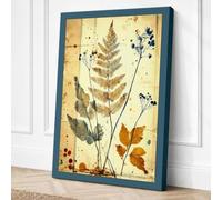 Pressed Fern and Blooms Canvas Wall Art Print 36x24 Inch | Ready to Hang, Gallery Wrapped, Fade-Resistant Inks, Securely Packaged, UK Made