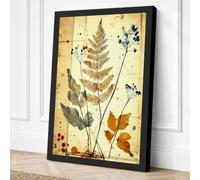 Pressed Fern and Blooms Canvas Wall Art Print 36x24 Inch | Ready to Hang, Gallery Wrapped, Fade-Resistant Inks, Securely Packaged, UK Made