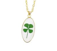 Pressed Flower Necklace - Sec Pressed Flower Necklace, Oval Shaped Dried Flower Pendant |Four Leaf Clover, DON'T MEe Forget Me, Rose Flower Teardrop Pendant Necklace, Consulte la descripción, See