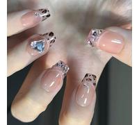 Pressed for stylish lovers on artificial nails nails which are 24 fake nails with rhinestone pattern leopard