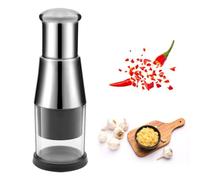 Pressed Garlic Chopper Pressed Garlic Mince Manual Onion Chopper 304 Stainless Steel Garlic Masher Garlic Mincer Crusher Professional for Mincing Garlic, Slicing Peppers and Onions