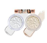 Pressed Powder Eyeshadow and Highlighter, Silver and Pale Gold, 2-Pack | Clear hinged single-pan compacts, faceted surfaces, apply to eyelids, cheekbones or décolletage for reflective colour