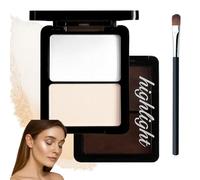 Pressed Powder Eyeshadow Palette, White And Peach-Pink, 2 Shades | Hinged Compact, Flat Applicator Brush, Eyeshadow Base And Targeted Highlighting, Daily Eye Make-Up, Brow Bone And Cheekbones