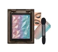 Pressed Shimmer Eyeshadow Compact, Multicolour Gradient Pan with Applicator | Pink, lilac, pale blue and turquoise tones, reflective finish, double-ended sponge, for everyday make-up and evening looks