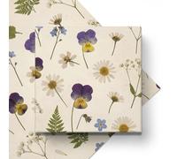Pressed Wildflower Botanical Wedding Wrapping Paper, Thick 120GSM Folded Kraft Wrapping Paper Sheets, Cottagecore Gift Wrap for Bridal Shower & Engagement, Rustic Garden Romance