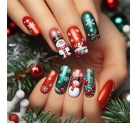 Presses on Nails SelfAdhesive Gel Stickers Christmas Patterns Nails Art Tools with Emery Board Festive Fake S with S File