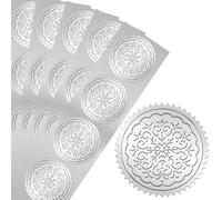 PRESSINART 100Pcs 2 Inch Silver Foil Embossed Stickers Certificate Seal Sticker Christmas Winter Snowflake Self Adhesive Metallic Embossed Medal Decoration for Envelope Diplomas Certificate Graduation