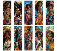 PRESSINART 10Pcs 10 Styles Black Women Bookmarks 5.9 x 2 Inch Stain Glass Book Marks Acrylic Cute Human Theme Rectangle Transparent PVC Bookmarks Gifts for Men Women Reading Lovers Journal Accessories