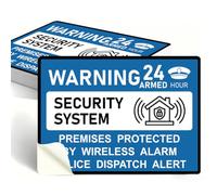 PRESSINART 10Pcs Alarm Security System Sticker for Home 5.1 x 7.1 Inch Security System Decal 24 Hours Warning Sign Self Adhesive Waterproof PVC Vinyl Labels for Outdoor Indoor House Doors Windows