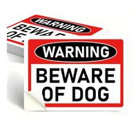 PRESSINART 10Pcs Beware of Dog Stickers 5.1 x 7.1 Inch Car Warning Decal Self Adhesive Waterproof Durable PVC Vinyl Warning Sign Stickers Labels for Truck Taxi Bumper Windows Laptops Doors Fences
