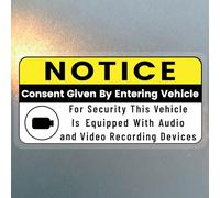 PRESSINART 10Pcs Car Recording Sticker Car Warning Decal Notice Audio and Video Recording Consent Sign Self Adhesive Vinyl Waterproof Warning Decal for Rideshare Taxi Commercial Vehicles 2 x 4 Inch