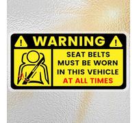 PRESSINART 10Pcs Car Stickers Seat Belt 10 x 5cm Yellow Waterproof Design, Seat Belts Must Be Worn Stickers Caution Warning Safety Self Adhesive Vinyl Signs for Car Vehicle Truck Taxi Business Window