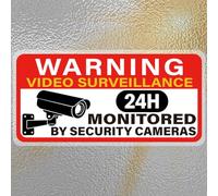 PRESSINART 10Pcs Video Surveillance Stickers 4 x 2 Inch 24 Hour Security Camera Sticker Safety Warning Signs Label Self Adhesive Waterproof PVC Vinyl Decals for Outdoor Indoor Window Door Business