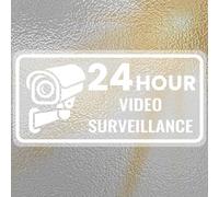 PRESSINART 10Pcs Warning 24 Hour Video Surveillance Signs 4 x 2 Inch, Security Camera in Use Sticker Warning Label Self Adhesive Waterproof PVC Vinyl Decals for Outdoor Indoor Window Door Business