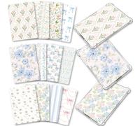 PRESSINART 12Pcs 12 Styles Insert Card stock for Clear Case 6.02 x 4.09 Inch E Reader Accessories Pink and Blue Flower Pattern Coated Paper Decorating E-Reader Back Cover Inserts for Men Women Use