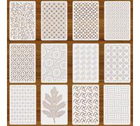 PRESSINART 12Pcs 12 Styles Sashiko Stencils Reusable 7.9 x 11.8 Inch, Embroidery Pattern Templates Geometric Sashiko PET Plastic Drawing Line Templates for Sewing Hand Quilting and Embroidery Decor