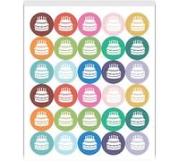 PRESSINART 2400Pcs 80 Sheets 0.5 Inch Birthday Icon Planner Stickers, Small Birthday Cake Stickers for Calendar Self Adhesive Waterproof Reminder Decal for Daily Plan DIY Journal Activities Scheduling