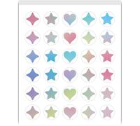 PRESSINART 2400Pcs 80 Sheets Mini Star and Heart Stickers for Planners 0.5 Inch, Tiny Holographic Stickers Small Self Adhesive Waterproof Reward Decals for Journals Teaching Activities Scheduling