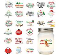 PRESSINART 25Pcs 25 Styles Christmas Word Stickers Xmas Decals for Ornaments Inspirational PVC Self Adhesive Waterproof Christmas Cup Sticker for Scrapbooking Card Making Glass Water Bottle Decoration
