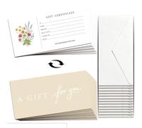 PRESSINART 25Pcs Blank Gift Certificates for Business 7.48 x 3.74 Inch Boho Flower Design, Gift Certificates Book Printable With Envelopes for Salon Restaurant Birthday Voucher Cards Customer Present