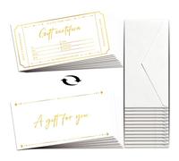 PRESSINART 25Pcs Printable Gift Certificates for Business 7.48 x 3.74 Inch Gold Foil Design, Blank Gift Certificates With Envelopes for Salon Restaurant Spa Birthday Voucher Cards Customer Present