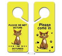 PRESSINART 2Pcs 2 Styles Cat Do Not Disturb Sign PVC Double Sided 9 x 4 Inch Durable Sign, Please Come In Door Hanger Funny Notice Plaque for Office Home Therapist Clinic Dorm Quiet Space Decoration