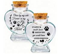 PRESSINART 2Pcs 2 Styles Dog Memorial Bottle 2.95 x 2.48 Inch Pet Hair Keepsake Jar with Cork Stopper Paw Print Leaf Pattern Glass Heart Shaped Container Memorial Urns for Storing Dog Cat Ashes Hair