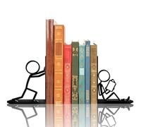 PRESSINART 2Pcs 2 Styles Human Book Ends Black Metal Bookends Modern Minimalist Design Black Decorative Heavy Duty Metal Book Ends for Shelves Home Office Desk Organizer Stylish 7.48 x 6.3 x 1.18 Inch