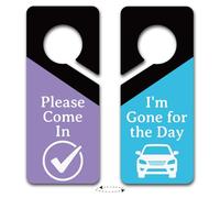 PRESSINART 2Pcs 2 Styles Please Come In Door Hanger PVC Double Sided 9 x 4 Inch Durable Sign, Business Office Door Hanger Sign Notice Plaque for Cafes Home Bars Clinic Dorm Quiet Space Decoration