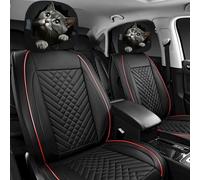 PRESSINART 2Pcs Headrest Protector Car Cute Head Rest Cover for Car Cat Animal Pattern Headrest Pillow Case Polyester Soft Washable Breathable Universal Fit Seat Cover for Truck Sedan Auto Interior