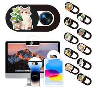 PRESSINART 30Pcs 10 Styles Cat Camera Cover Slide Cute 0.04 Inch Ultra Thin Webcam Cover Slide for Mini PC Phone Laptop Desktop Tablet Cat Plants Plastic Durable Privacy Protectors for Home Work Use