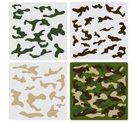 PRESSINART 3PCS Big Camo Stencil Set for Spray Drawing 12 x 12 Inch, Camouflage Stencils Large Reusable Plastic DIY Craft Templates for Boat Car Truck Wood Wall Floor Canvas Home Decor