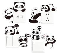PRESSINART 4 Sheets 8 Styles Light Switch Stickers Black Panda Wall Decals Cute Cartoon Animals Pattern Vinyl Removable Light Switch Decor Decal for Home Bedroom Living Room Bathroom Office Decoration