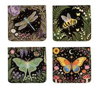 PRESSINART 4Pcs 4 Styles Insect Coin Purse 4.7 x 4.3 Inch Leather Squeeze Pouch Butterfly Bee Dragonfly Theme Spring Summer Small Wallet Waterproof Durable Mini Change Bag for Women Men Daily Use Gift