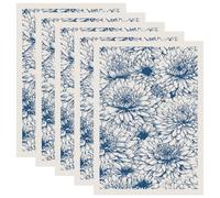PRESSINART 4Pcs Ceramic Transfer Decals Flower Underglaze Transfers Blue Chrysanthemum Pattern Waterslide Porcelain Paper for Pottery Clay Craft Enamel Decoration DIY Ceramic Art Supplies 21 x 15 Inch