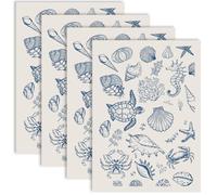PRESSINART 4Pcs Ceramic Transfer Sheets Underglaze Transfer Decals Blue Ocean Animal Shell Conch Pattern Waterslide Porcelain Paper for Pottery Clay Enamel Decoration Ceramic Art Supplies 21 x 15 Inch