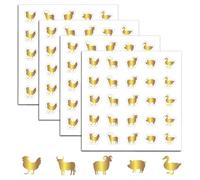 PRESSINART 500Pcs Food Choice Stickers Gold Menu Stickers Chicken Sheep Cow Pork Duck Pattern 0.8 Inch Golden Wedding Meals Indicator Decals Plastic Waterproof Labels for Place Cards Party Supplies