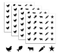PRESSINART 500Pcs Food Choice Stickers Meal Stickers for Food Chicken Fish Cow Carrot Stars Pattern 0.8 Inch Black Wedding Menu Indicator Decal Plastic Waterproof Label for Place Cards Party Supplies